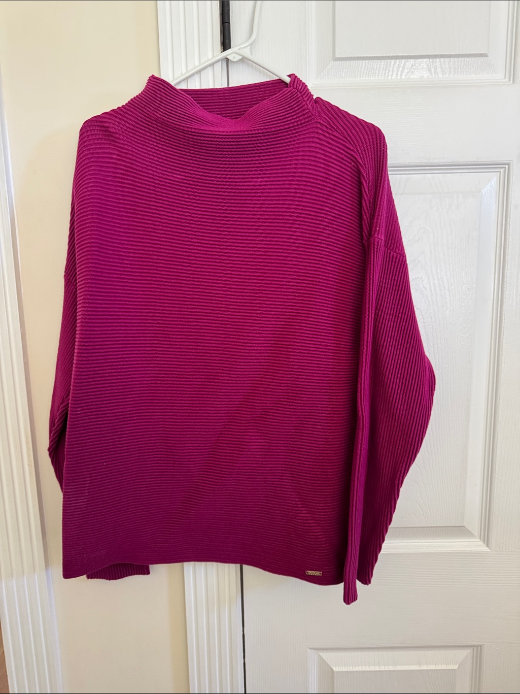 Ivanka Trump Fuchsia Ribbed Cowl Neck Sweater